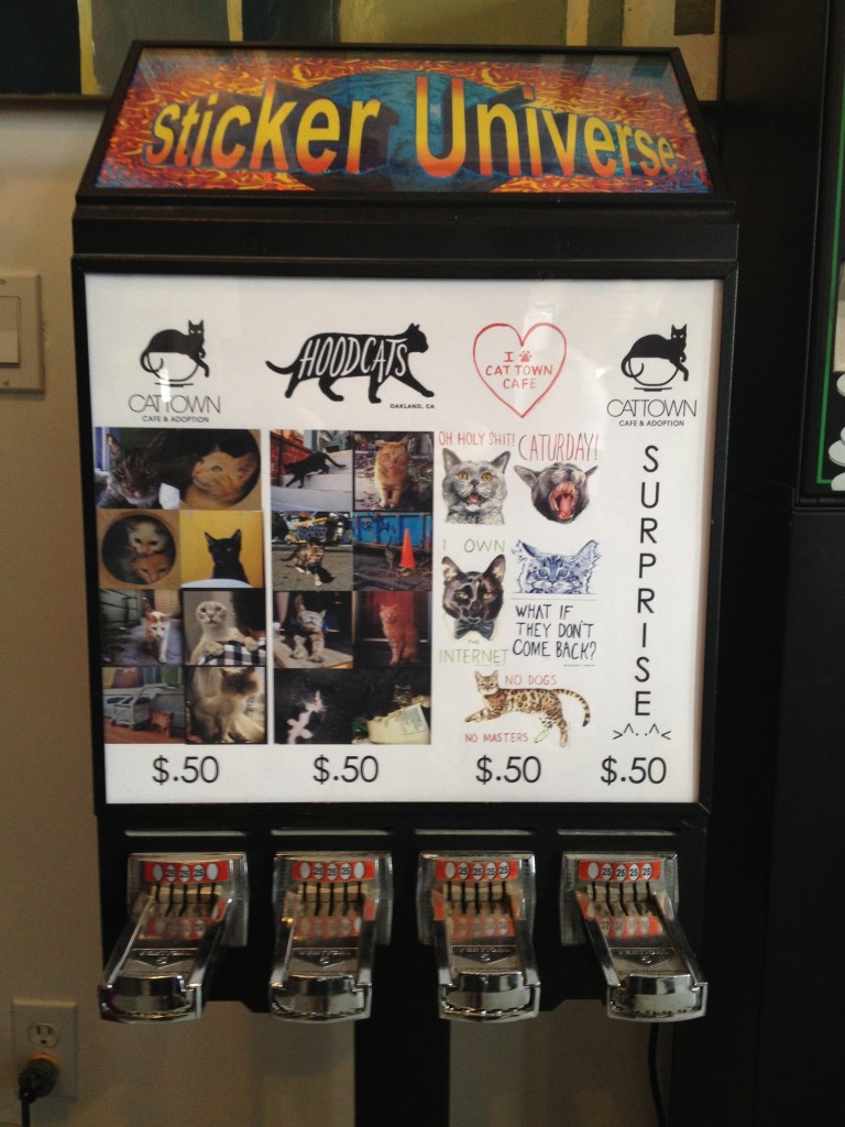 Sticker vending machine at Cat Town Cafe