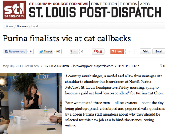 St Louis Post Dispatch Purina Cat Correspondant