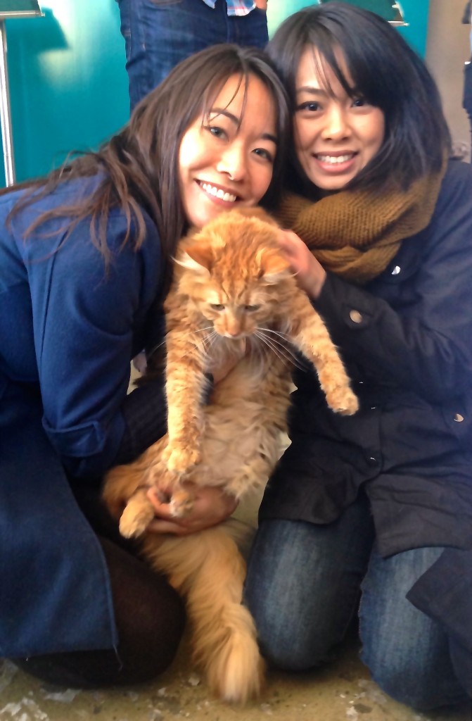 It takes two people to hold up Freddy (who was adopted since my visit!)